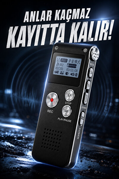 beemen 8 GB Dijital Ses Kayıt Cihazı VOR Sesle Aktive Kayıt MP3 Çalar Harici Mikrofon