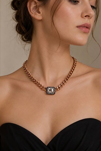 FAYRA ACCESSORIES Zircon Stone Baguette Necklace