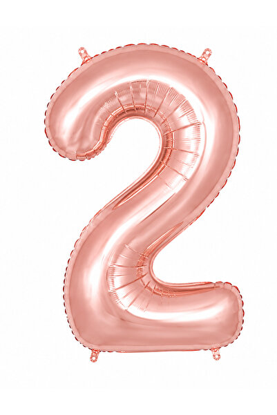 Parti Zamanı 102 cm RoseGold 2 Rakam Folyo Balonu, Sayı Büyük Boy Helyumla Uçan
