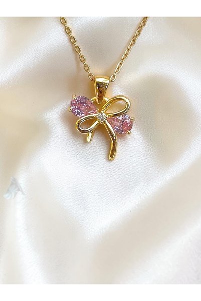 AUREON GOLD Dragonfly Necklace with Bow Appearance