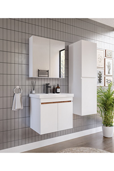 ROSEPAL ALNİLAM 3'LÜ BANYO DOLABI TAKIMI-65'lik Hilton Lavabo