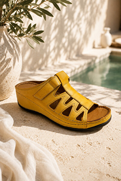 İNZE AYAKKABI Genuine Leather Slippers Model Name: Kry Lior