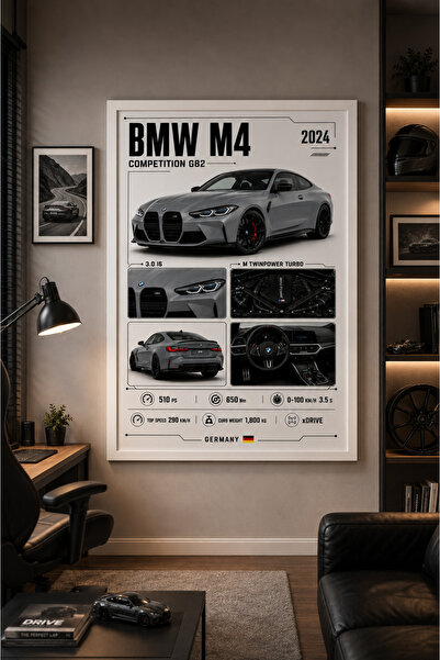 Miutic Print Studio Tablou decorativ auto BMW M4 Competition G82 2024, Tablou...