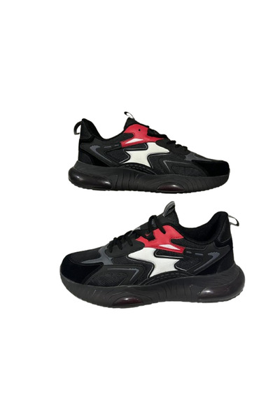 BOULDER -- Men's Black-Red Orthopedic Air Sole Daily Walking Shoes
