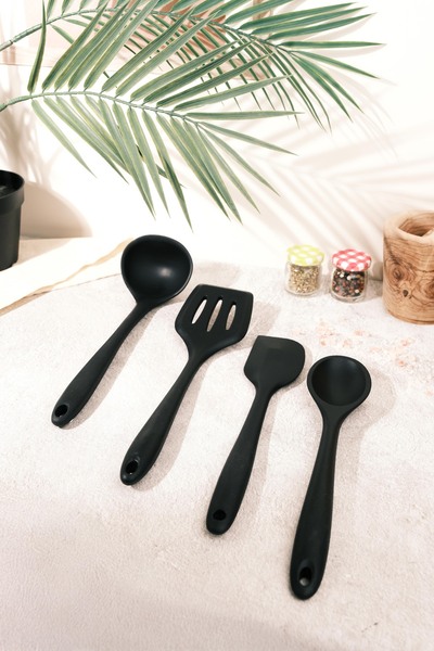 AYEM HOME Silicone Spoon, Ladle, Slotted Spoon, and Flat Spatula Set |   Set ...