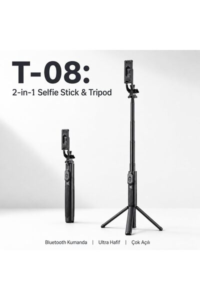ArTek Elektronik Bluetooth Selfie Çubuğu – Tripod Ayaklı + Katlanabilir + Uza...