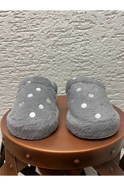Beyond Women's Gray Pauntiye Rabbit Fur Indoor House Slippers 3 cm Byndatom01