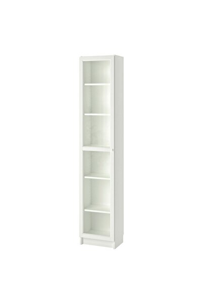 IKEA Modern Beyaz Cam Kapaklı Kitaplık 40x30x202 cm - Salon/Çalışma Odası Dolabı