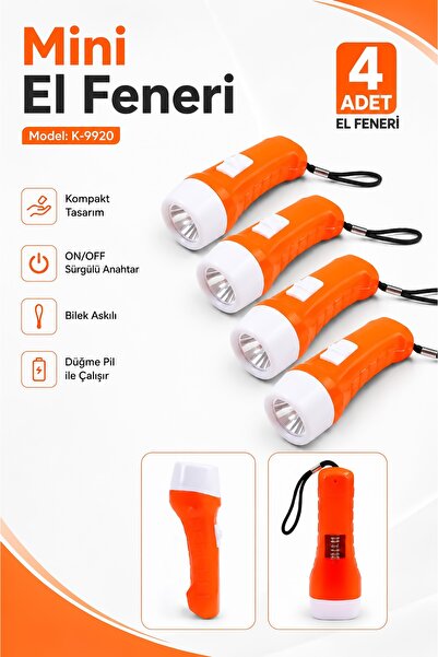 Telvesse 4 Adet Pilli Mini El Feneri Anahtarlık Lambası Aydınlatma Işığı Depr...