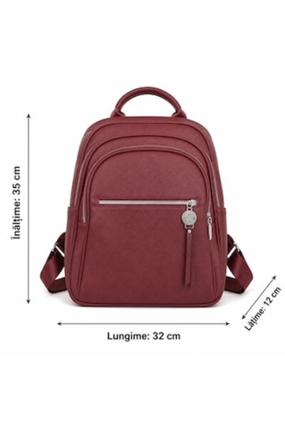 OEM Rucsac de damă stil geantă, cu multiple compartimente, cu accesoriu decor...