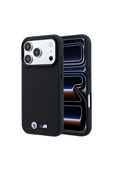 BMW iPhone 18 Pro Max Kılıf Orjinal Lisanslı M-safeli Metal Logolu Karbon Fib...