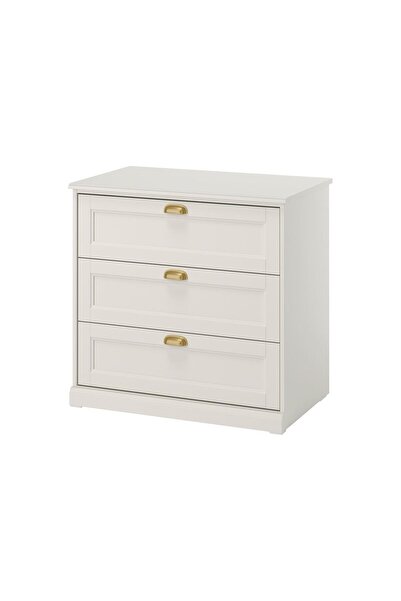 IKEA Modern Beyaz 3 Çekmeceli Şifonyer 82x51x78 cm - Yatak Odası Dolabı