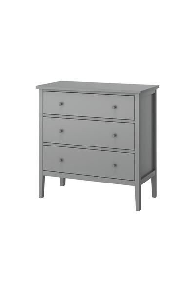 IKEA Modern Gri 3 Çekmeceli Şifonyer 99x48x100 cm - Yatak Odası Dolabı