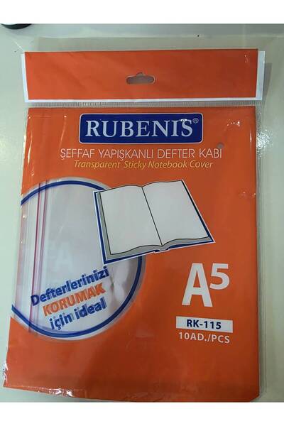 Rubenis A5 ŞEFFAF YAPIŞKANLI DEFTER KABI 10'lu