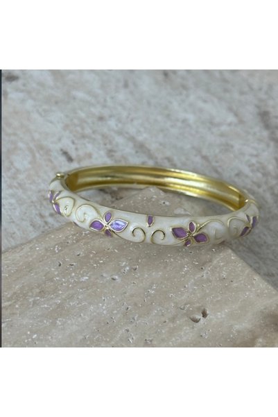 Nazellaa Colorful Enamel Floral Pattern Cuff Bracelet