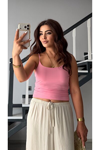 Oslove Pink Thin Strap Polyamide Undershirt