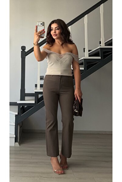Oslove Mink Fabric Lycra Flare Pants