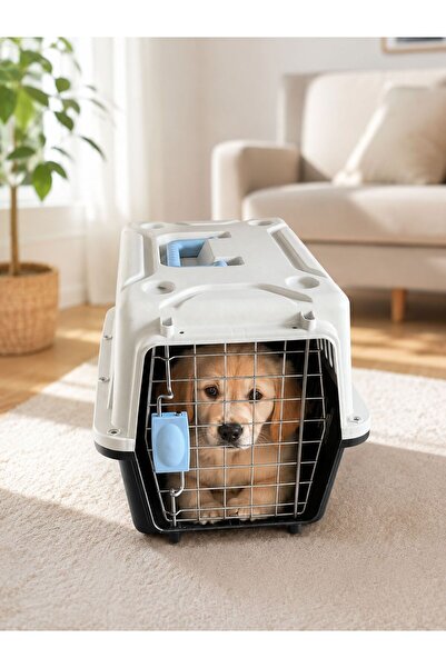 Generic Brand Cușcă de transport pentru animale de companie,negru-gri , PP re...