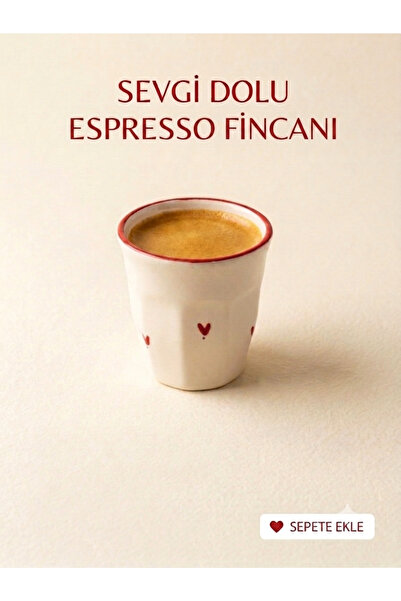 Lupa El Yapımı Seramik Espresso Fincanı Kalp