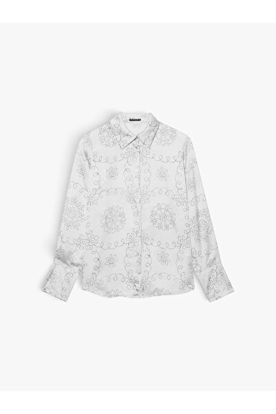 Sisley Kadın Desenli Regular Fit Saten Gömlek 325A5IAULQFF7-SIS65M