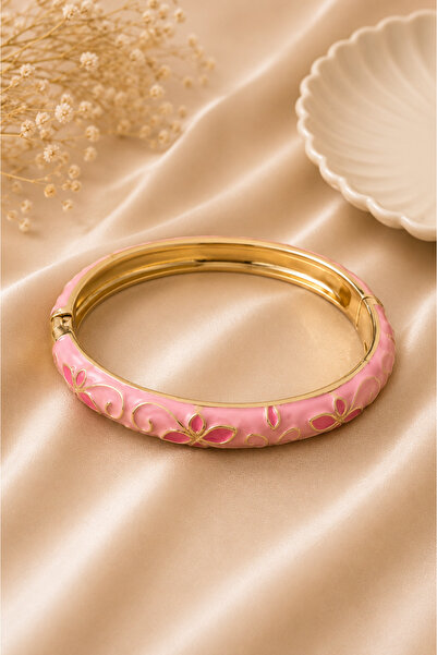 Nazellaa Colorful Enamel Floral Pattern Cuff Bracelet