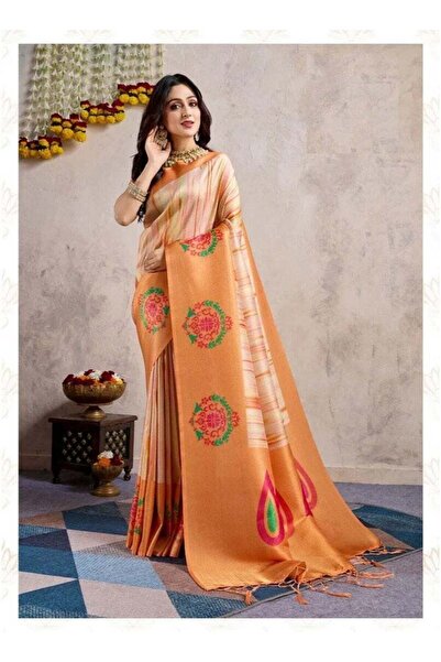 ViViRaSmi Designer Banarasi Silk Saree with Modern Abstract Print & Woven Man...