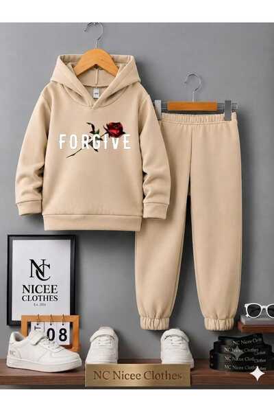 NC Nicee Clothes Children's Tracksuit Set Unisex (White Gorgive Red Rose Prin...