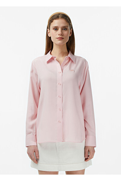 Lacoste Açık Pembe Slim Fit Düğmeli Yaka Uzun Kollu Kadın Gömlek