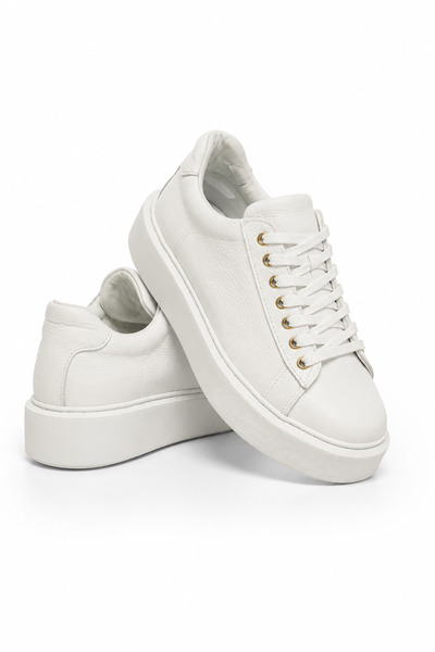 Moda Pie Rodas Connected Women's Genuine Leather Sports Shoes White Skin