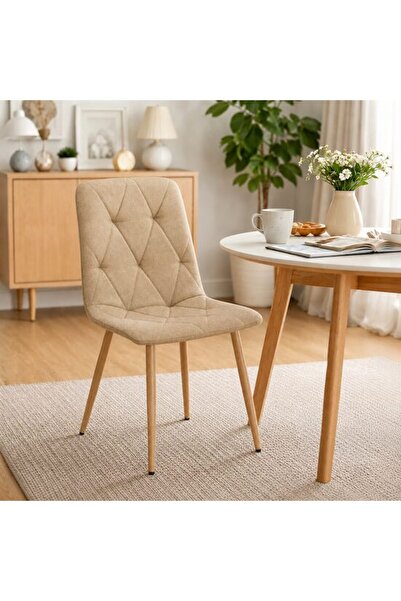 Solplant Scaun bucatarie/living, , Libra, textil maro, picioare metal natur, ...