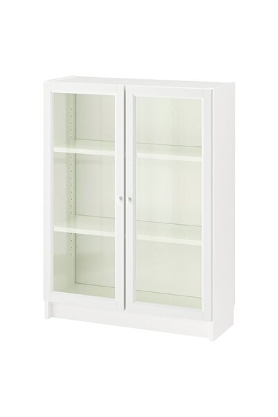 IKEA Modern Beyaz Cam Kapaklı Kitaplık 80x30x106 cm - Salon/Çalışma Odası Dolabı