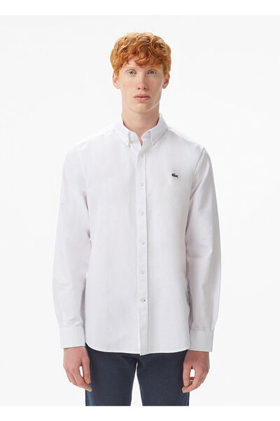 Lacoste Beyaz Pamuklu Slim Fit Uzun Kollu Erkek Gömlek