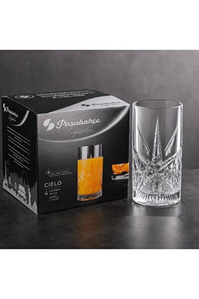 Paşabahçe Set de 4 pahare de sticlă Pasabahce Cielo 350 ml – Pahare elegante pentru apă, suc și cocktailuri, Crystalin 68475