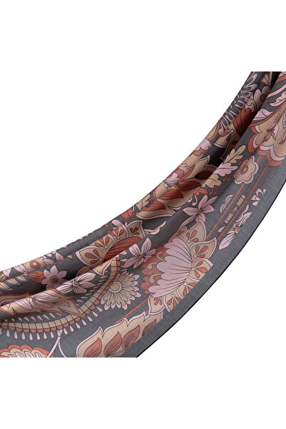 ipekevi Smoked Rosewood Palace Ivy Patterned Tencel Shawl