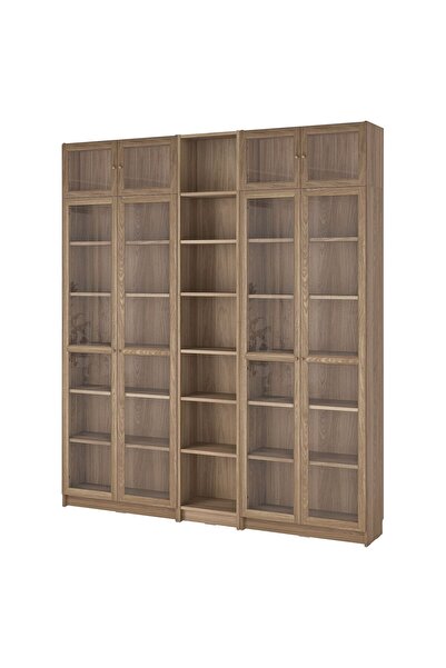 IKEA Modern Kahverengi Cam Kapaklı Kitaplık 200x30x237 cm - Salon/Çalışma Oda...
