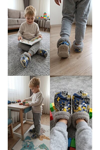 ELEZA STORE Gezer Children's Fleece Inside Thick Sole Eva Home Slippers