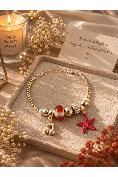 Liacharm Women's Bijoux Bracelet with Red Starfish and Music Note Figures