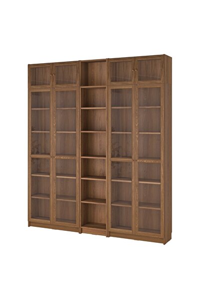 IKEA Modern Kahverengi Cam Kapaklı Kitaplık 200x30x237 cm - Salon/Çalışma Oda...
