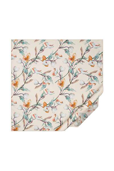 ipekevi Beige Green Magnolia Cotton Scarf