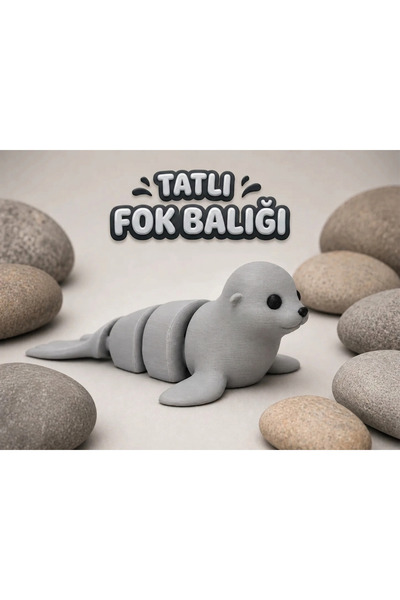Hareketli Eklemli Tatlı Fok Balığı Anahtarlık 7 cm - Stres Oyuncağı Çanta Süsü