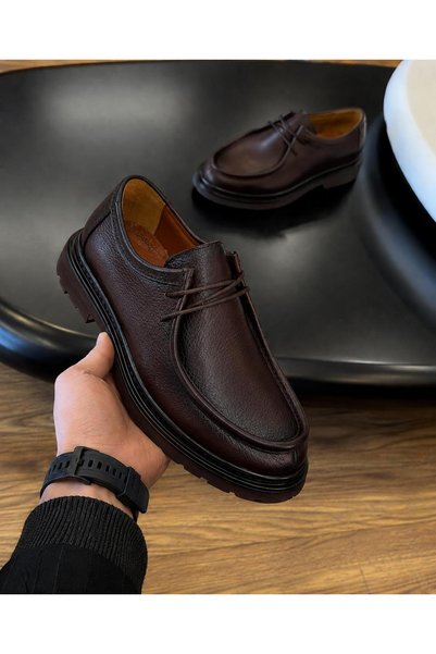 Taşpınar Ayakkabı 100% Genuine Leather Men's Comfortable Daily Lace-Up Winter New Season Classic Thick Sole Shoes 40-44