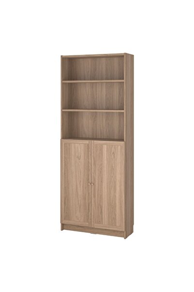 IKEA Modern Kahverengi Kapaklı Kitaplık 80x30x202 cm - Salon/Çalışma Odası Do...