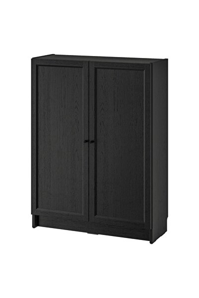IKEA Modern Siyah Kapaklı Kitaplık 80x30x106 cm - Salon/Çalışma Odası Dolabı