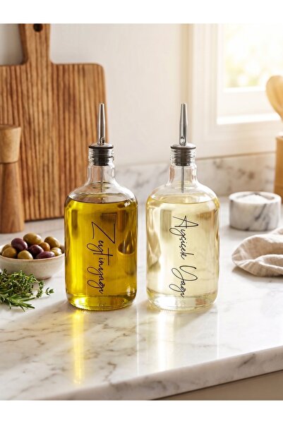 dnshome Σετ 2 τεμαχίων 750 ml Γυάλινο Μπουκάλι Λαδιού με Ατσάλινο Πώμα, Μπουκ...