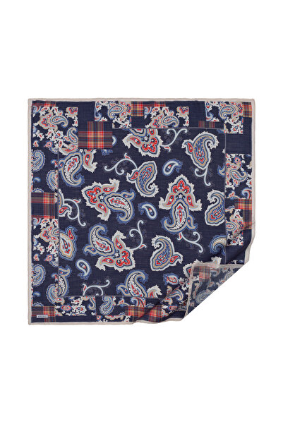 ipekevi Eșarfă din tensel cu model patchwork, albastru marin