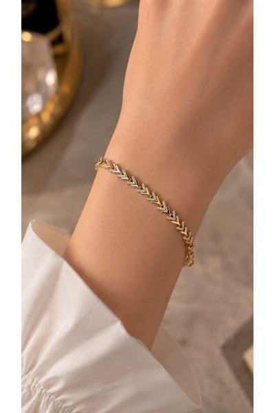 Weluxa Zircon Stone Non-Tarnish Gold Color Women's Steel Bracelet