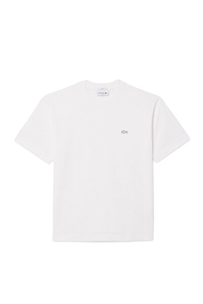 Lacoste Beyaz Bisiklet Yaka Loose Fit Kısa Kollu Unisex T-Shirt