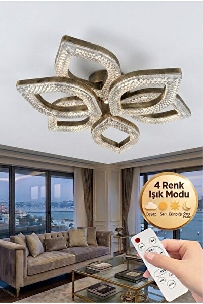 Melize Flora Model ESKİTME 6"lı Ledli 3 Renk Modu Kristal Salon Mutfak Yatak ...