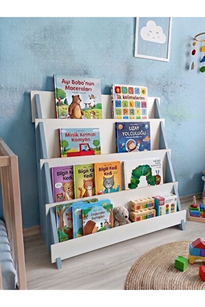 ALTEKS DEKOR Çocuk Odası Montessori Ahşap Kitaplık ve Oyuncak Düzenleyici, Do...