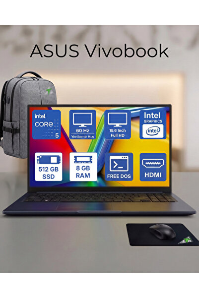 Vivobook 15, Intel Core 5 (120U), 8GB DDR5, 512GB SSD Freedos